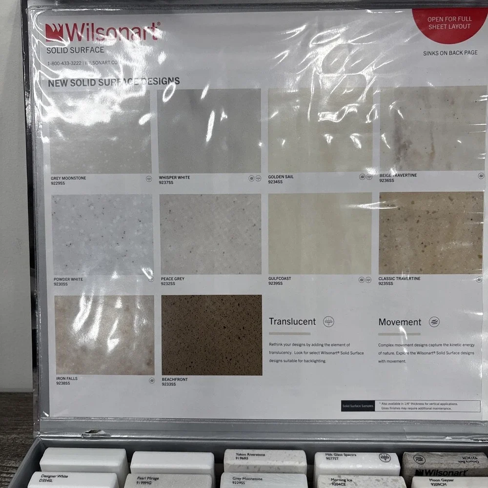 Wilsonart Solid Surface Sample Kit Box Of‎ 69 2x2 Tiles Multicolor
